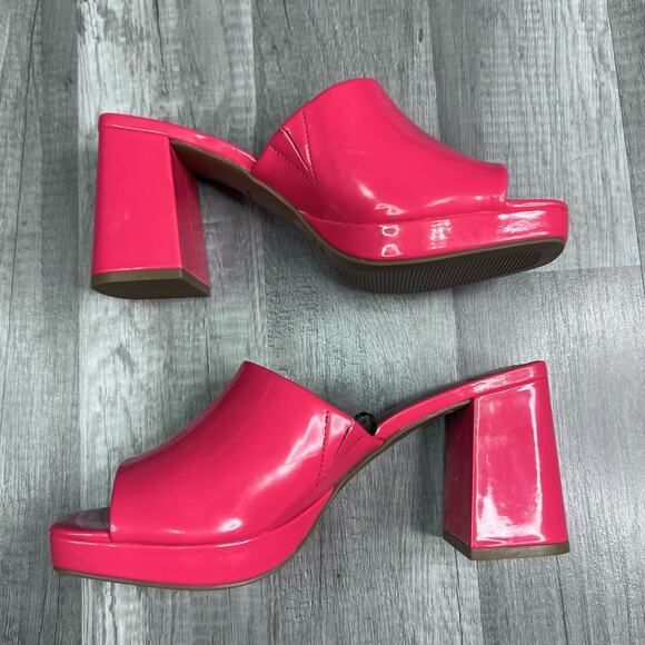Worthington Womens Lapaz Hot Pink Mules Sandals Block Heel Barbiecore Size 6 1/2 - Picture 8 of 9